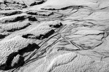 Sand structures on the beach of the North Sea island Sylt in the Wadden Sea National Park. At low...