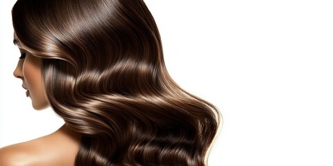 Beautiful wavy hair cascading over shoulder in soft lighting