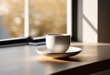 Obraz premium elegant minimalist cup showcasing refined beauty simple charm chic stylish design, coffee, elegance, ceramic, mug, simplicity, kitchen, drinkware, decor