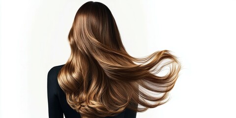 Long hair creates a stunning look on a white background