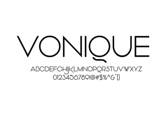 Vonique font for logo and headline. Isolated Vector typeset