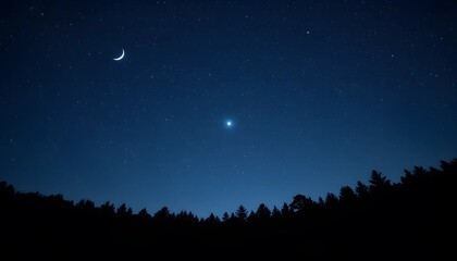 Night sky with moon and stars