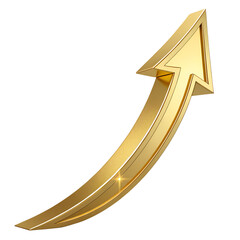 golden arrow isolated on transparent background