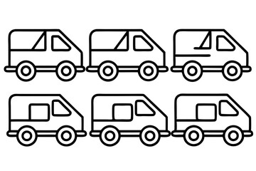 Mail Truck Line Art Vector Bundle