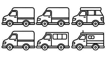 Mail Truck Line Art Vector Bundle