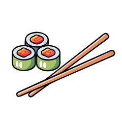 Sushi Rolls with Chopsticks – Delicious Japanese Cuisine Vector Illustration