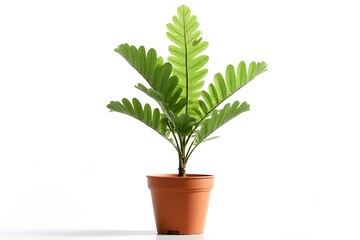 Fototapeta premium Tree in ceramic pot isolated on white background. Plants growing in pots or planters. beautiful natural home decorations. Interior design