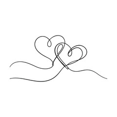 Intertwined Hearts OneLine Drawing, Love, Romance, Unity, Passion, Couple, Affection, Commitment, Re