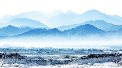 Obraz premium Misty Mountainscape in a Cool Blue Tone