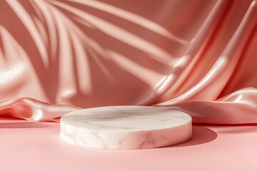 Elegant Pink Silk Fabric and Marble Display Stand