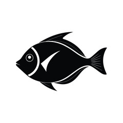 Powder Blue Tang Silhouette Vector Art Illustration and Powder Blue Tang Black Color Fish Design