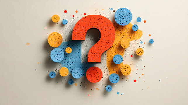 Simple and minimalist illustration suitable for a FAQ page. The image should be clean, straightforward, and convey a sense of clarity and helpfulness. It could feature a question mark.