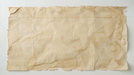 Old torn paper with coffee stains and cracks on white background, vintage parchment texture