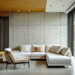 Modern Sectional Sofa in a Concrete Living Room