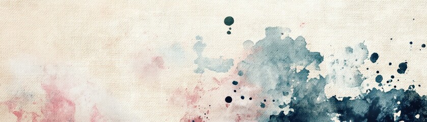 Abstract ink splashes forming an asymmetrical Japanese pattern on a softly textured kimono fabric