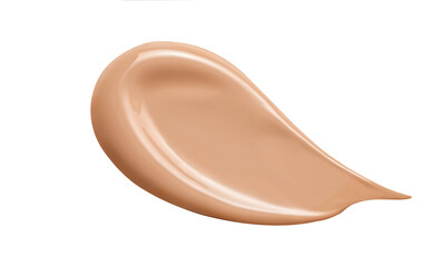 Makeup Liquid foundation stroke isolated on white background. Cosmetic product brush swatch