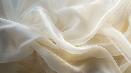 Elegant Creamy White Sheer Fabric Texture