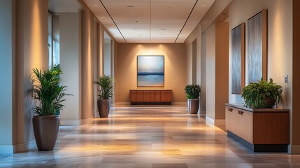 Serene Hotel Corridor Interior Design