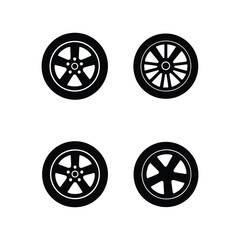 Car wheel, detailed rim silhouette vector graphic style