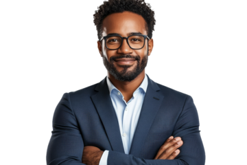 [Transparent Background PNG]Confident Black Businessman Portrait