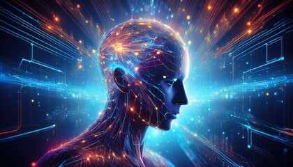 visual representation of artificial intelligence transforming into digital energy streams