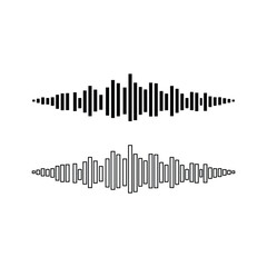 Audio waveform, sound visualization, black and white  vector art illustration design 