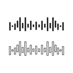 Audio waveform, sound visualization, black and white  vector art illustration design 