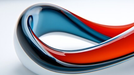 Fototapeta premium Abstract Red and Blue Twisted Sculpture in Glossy Finish