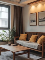 Interior design shows a cozy room with inviting furniture decor