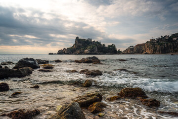 Isola Bella small island near Taormina, Sicily, Italy. Famous tourist attraction and travel destination	