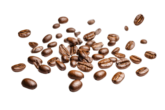 [Transparent Background PNG]Coffee Beans Falling in Slow Motion