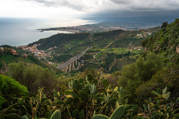 Taormina, Sicily, Italy. View of famous tourist attraction and travel destination