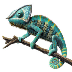 Obraz premium [Transparent Background PNG]Detailed Illustration of a Colorful Chameleon