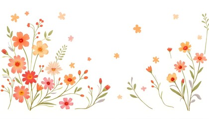 Colorful flowers in white background  