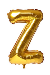 helium air ballon 3d golden font letter Z on transparent background