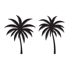 PrintBlack palm trees isolated on white background