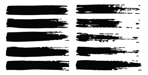 High-Resolution Grunge Brush Stroke Collection for Modern Designs. black and white grunge banners, Black Ink Splash and Brush Texture with Arrow on Clean White Background