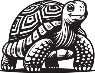 Silhouette vector EPS of a tortoise with a detailed shell and slow-moving posture. Ideal for wildlife logos, nature illustrations, conservation projects, and artistic designs.