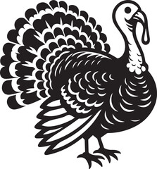 Silhouette vector EPS of a turkey hen standing with a natural posture. Ideal for farm branding, poultry industry logos, Thanksgiving designs, wildlife illustrations, and rustic artwork.