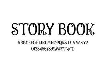 Story Book font for logo and headline. Isolated Vector typeset