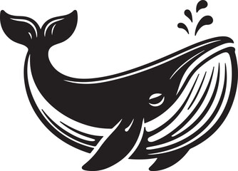 Silhouette vector EPS of a whale in motion, showcasing its large size and majestic form. Ideal for marine conservation projects, oceanic illustrations, and wildlife logos.