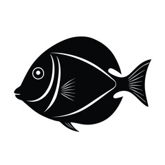 Purple Tang Silhouette Vector Art and Purple Tang Fish Black Color Illustration