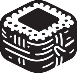 Silhouette vector EPS of a sushi roll with a simple, minimalist design. Ideal for Japanese restaurant branding, food packaging, menu designs, and culinary illustrations.
