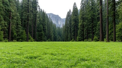 Yosemite meadow, tall trees, mountain view, nature scene, scenic wallpaper