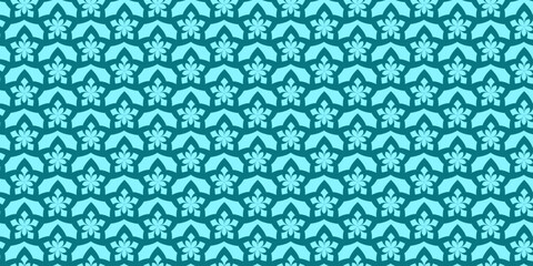 Print Blue green color Elegant Trendy Geometric floral seamless patterns background graphic ornaments Vector tile pattern, Lisbon Arabic Floral Mosaic, floral pattern for wallpaper, fabric, textile.