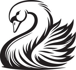 Silhouette vector EPS of a swan with an elegant curved neck. Ideal for nature logos, wildlife illustrations, luxury branding, wedding designs, and artistic projects.