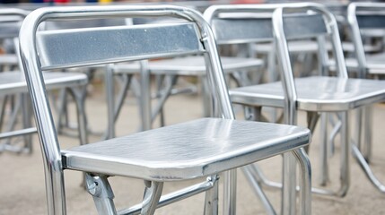 Metal chairs outdoor event audience background