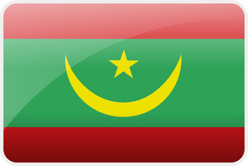 Flag Icon of Mauritania Country,National Vector Flag Iconic Symbol and Colors of Mauritania flag.