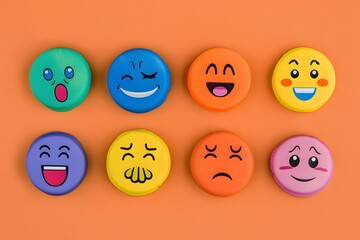 vibrant emoji expressions representing a range of emotions for online interaction. generative ai
