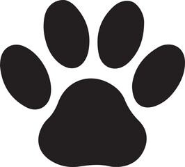 Fototapeta premium Dog paw print clip art design on plain white transparent isolated background for card, shirt, hoodie, sweatshirt, apparel, card, tag, mug, icon, poster or badge